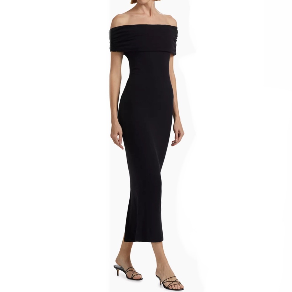 NWT REFORMATION JOSEFINA BLACK KNIT LONG MIDI COLD SHOULDER DRESS SIZE SMALL